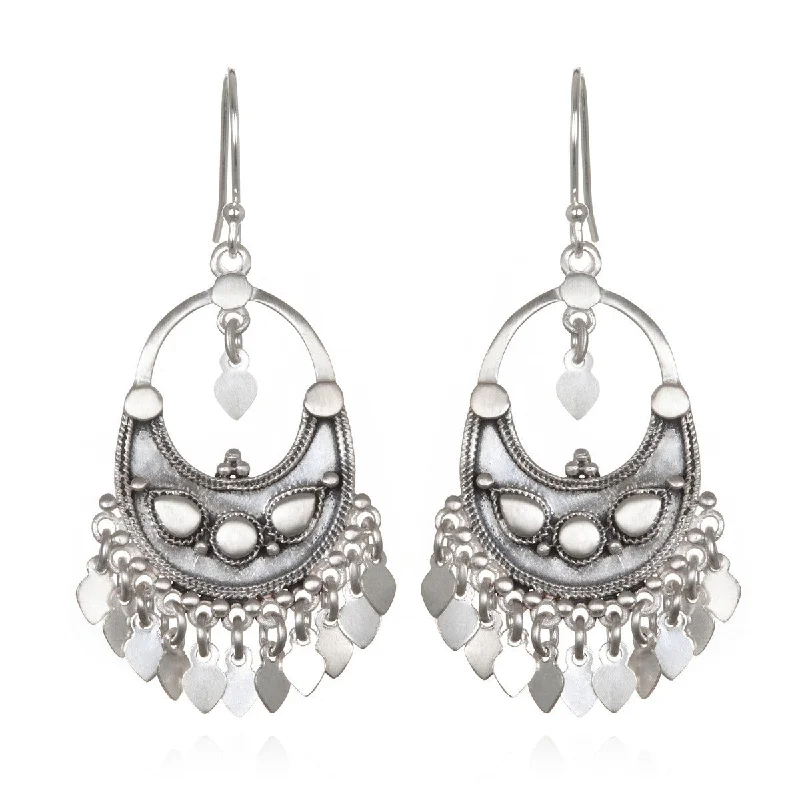 women's earrings high-end fashion -Silver Veils - Petal Chandelier Earrings