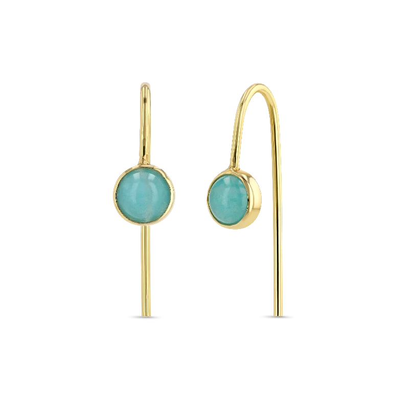 women's earrings silver -Cab Slides - Amazonite