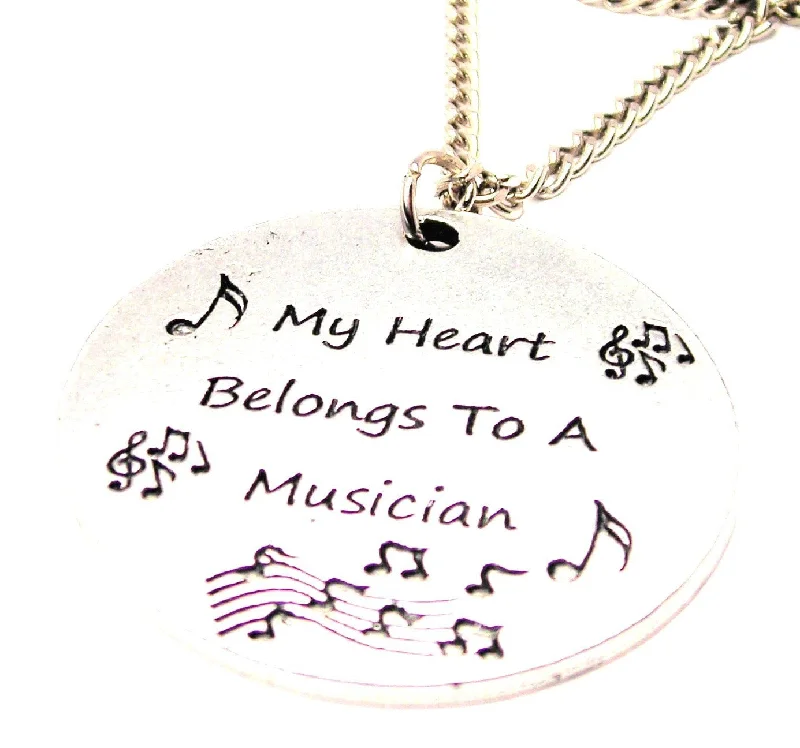 women's necklaces hypoallergenic material -My Heart Belongs To A Musician Single Charm Necklace