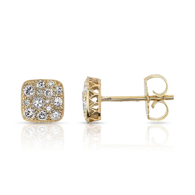 women's earrings exquisite and charming -MINI SQUARE COBBLESTONE STUDS