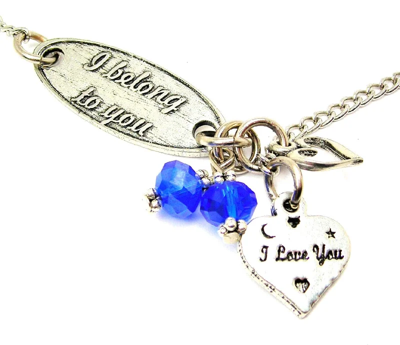 women's necklaces layering set -I Belong To You And I Love You Heart Lariat Necklace