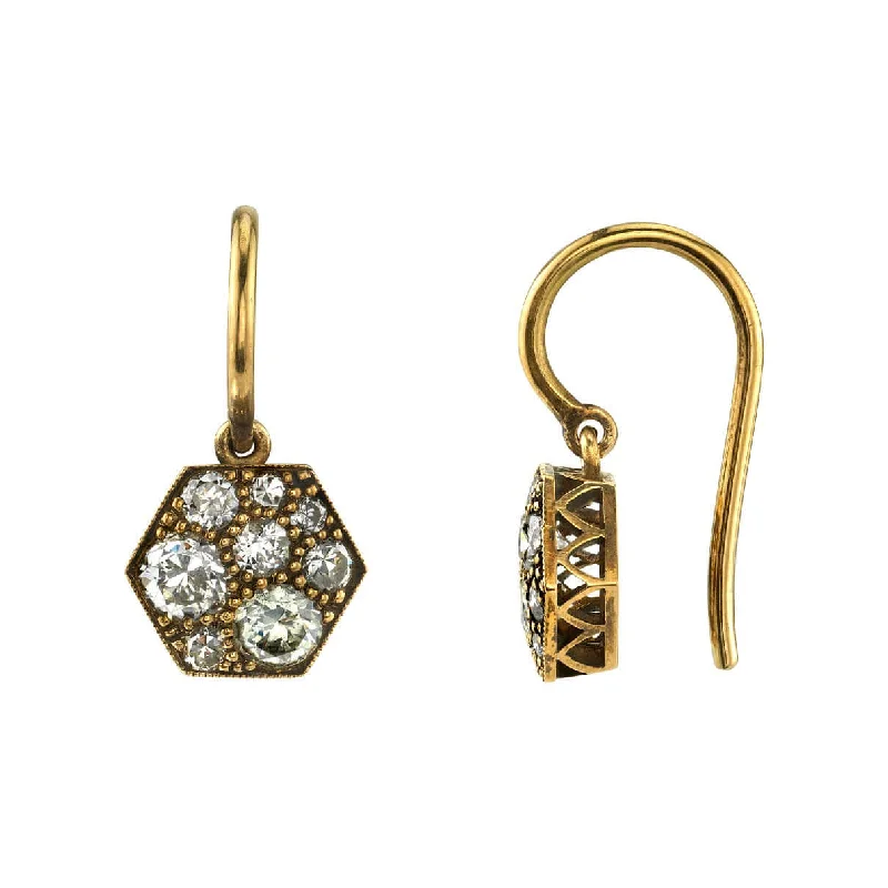 women's earrings emerald -HEXAGON COBBLESTONE DROPS