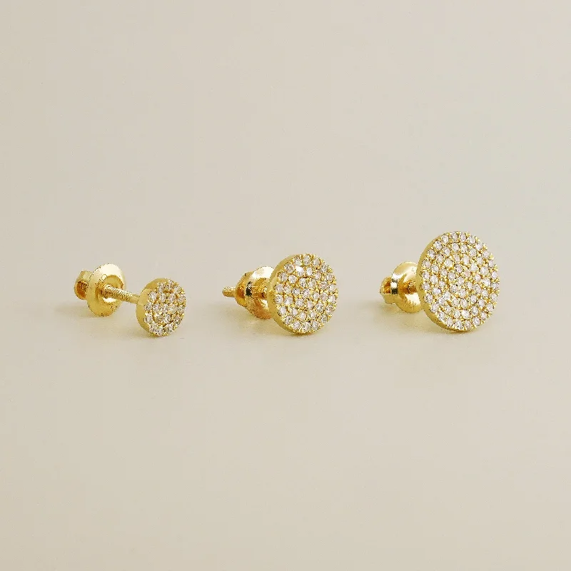 women's earrings chic and modern -Diamond Micro-pavé Round Stud Earrings