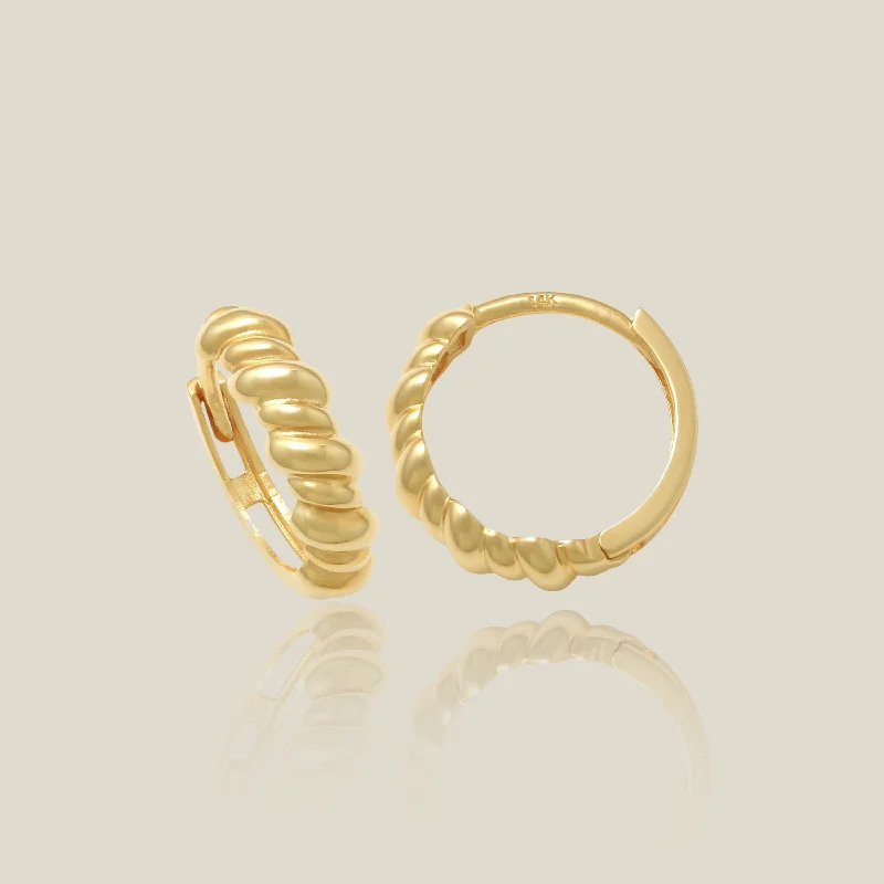 women's earrings petite and stylish -Rope Sculpted Huggie Hoop Earrings