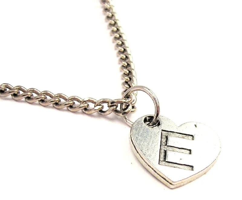 women's necklaces infinity symbol -Heart Shaped Initial E Single Charm Necklace