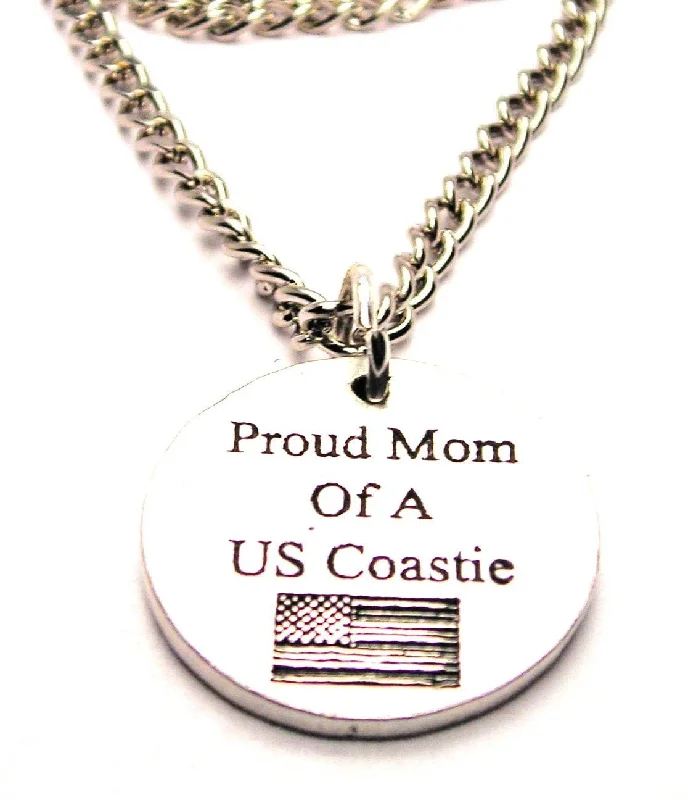 women's necklaces anniversary gift -Proud Mom Of A Us Coastie Single Charm Necklace