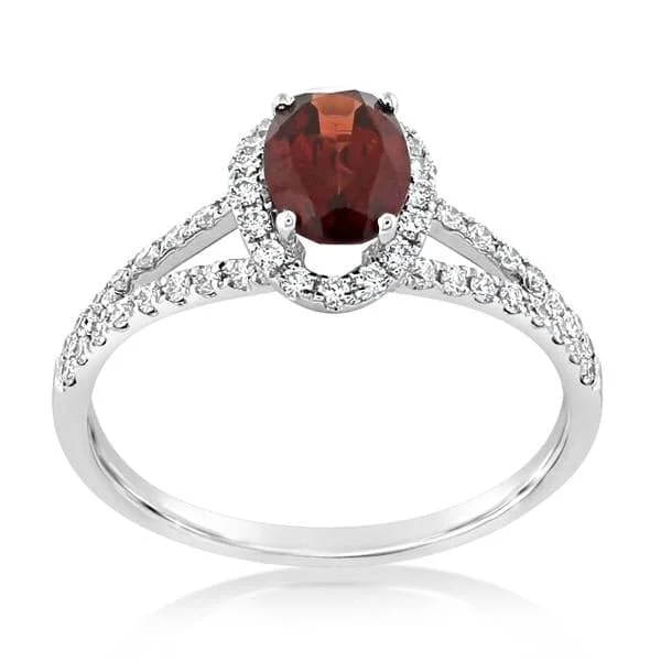 women's engagement rings modern design -Garnet & Diamond Ring