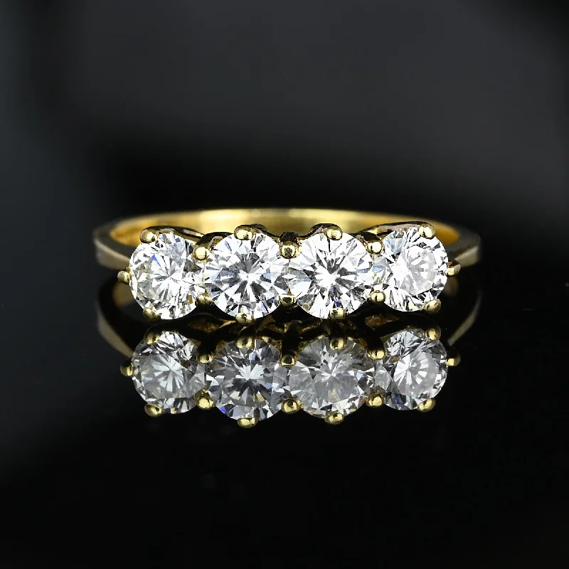 women's engagement rings moissanite -Edwardian Style Four Stone 1 CTW Diamond Ring in 14K Gold