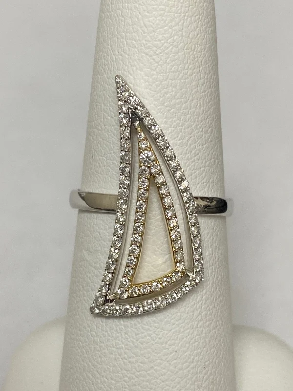 women's rings solitaire -14kt White and Yellow Gold Diamond Geometric Fashion Ring