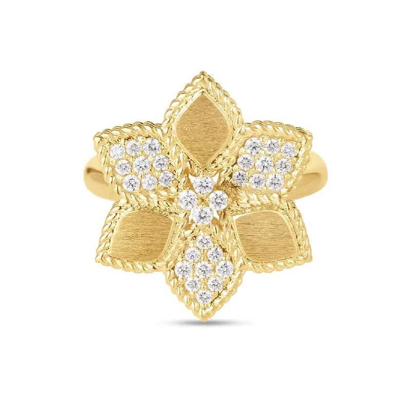 women's engagement rings with side stones -ROBERTO COIN Daisy Vernazza Diamond Ring