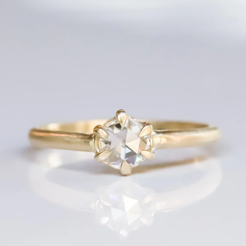 women's rings with channel setting -Cypress Ring | Rose Cut Moissanite in 14k Yellow Gold