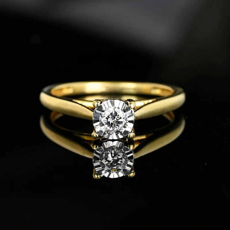 women's engagement rings cathedral setting -Vintage Estate Gold Diamond Solitaire Engagement Ring