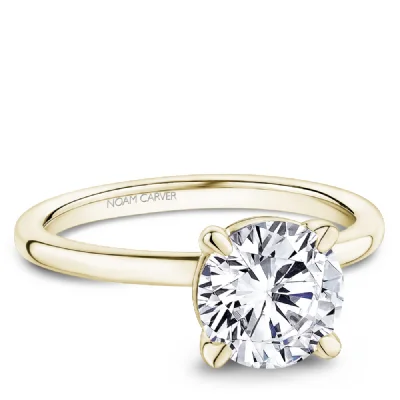 women's engagement rings modern design -18K Gold Round Engagement Ring