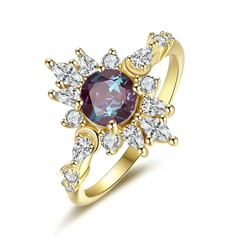 women's rings celestial theme -Charlotte Ring - Alexandrite