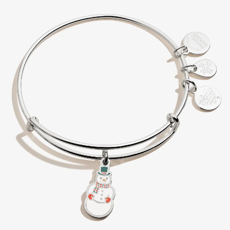 women's bracelets gold -Snowman Charm Bangle Bracelet