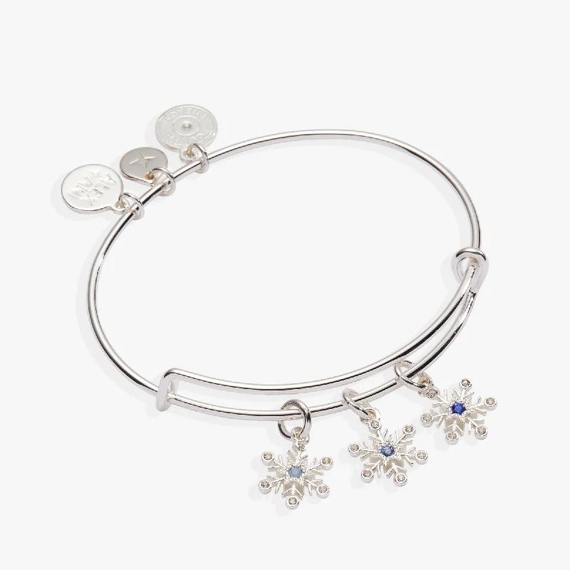 women's bracelets elegant and modern -Snowflake Charm Bangle