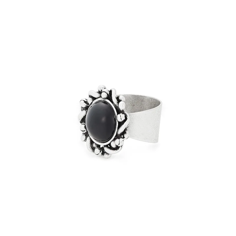 women's rings emerald cut -Onyx Cocktail Ring