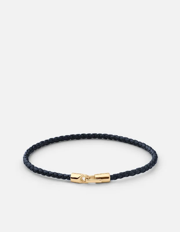 women's bracelets with secret message -Cruz Leather Bracelet, Gold Vermeil