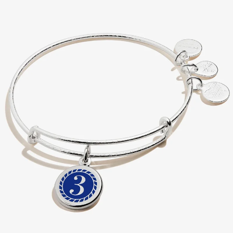 women's bracelets modern design -Number 3 Charm Bangle