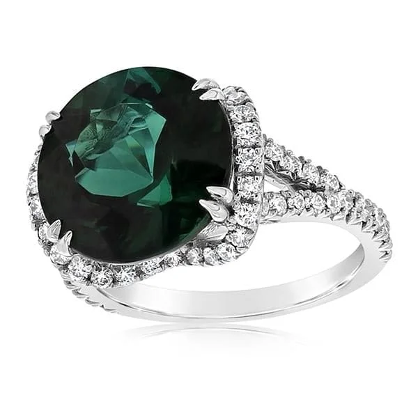 women's engagement rings budget-friendly -Green Tourmaline & Diamond Ring