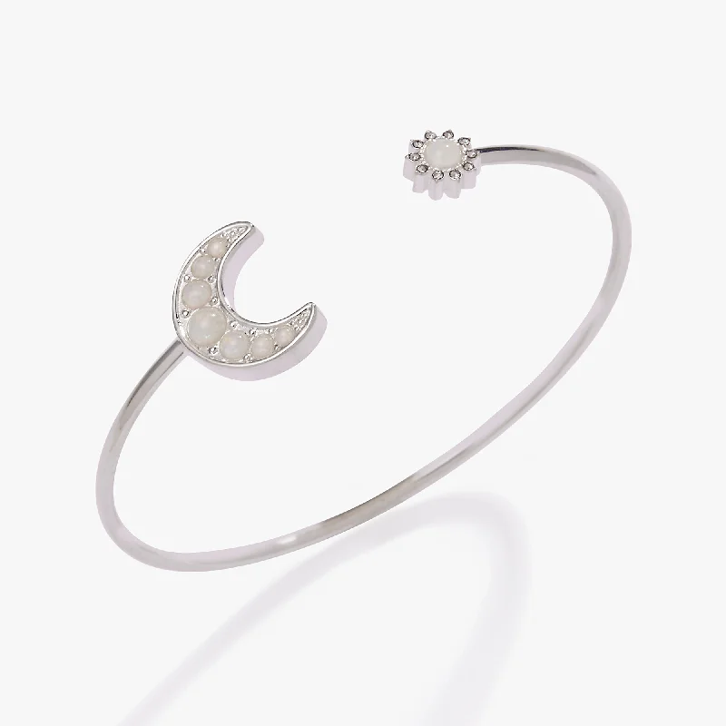 women's bracelets with initials -Moon + Sun Flex Cuff