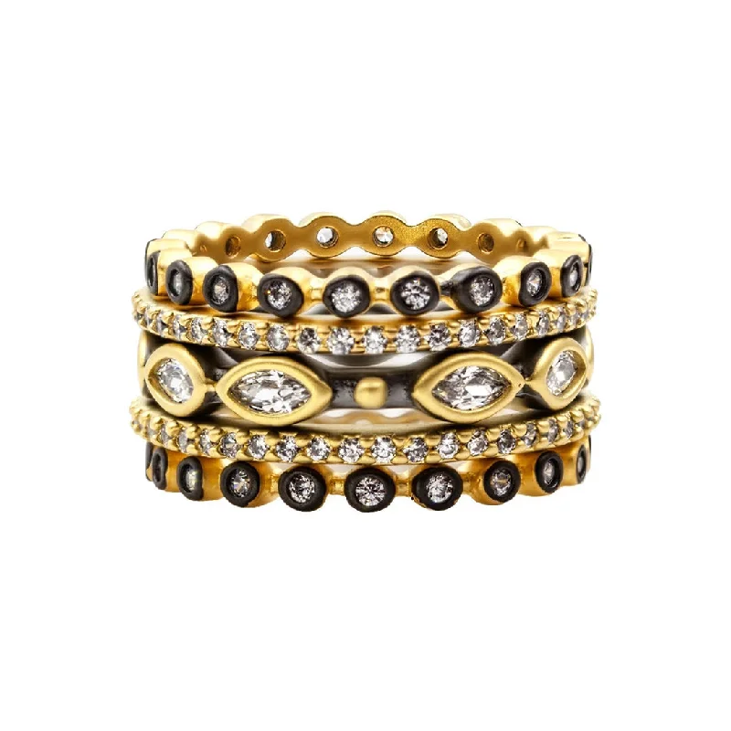 women's rings luxury fashion -Freida Rothman Signature Marquise Station 5 Stack Ring