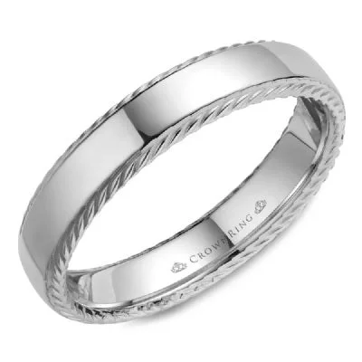 women's engagement rings princess cut -Traditional Men's 14K White Gold Wedding Band