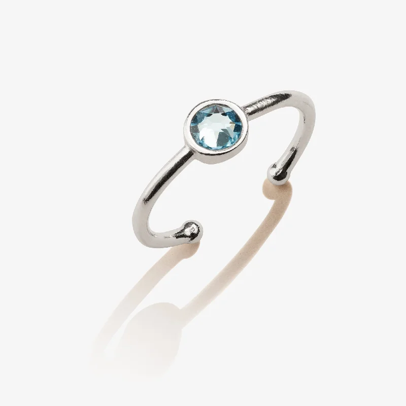 women's rings trillion cut -Aquamarine Birthstone Ring, March