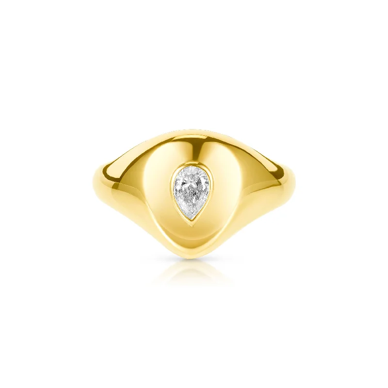 women's rings moissanite -Pear Pinky Ring