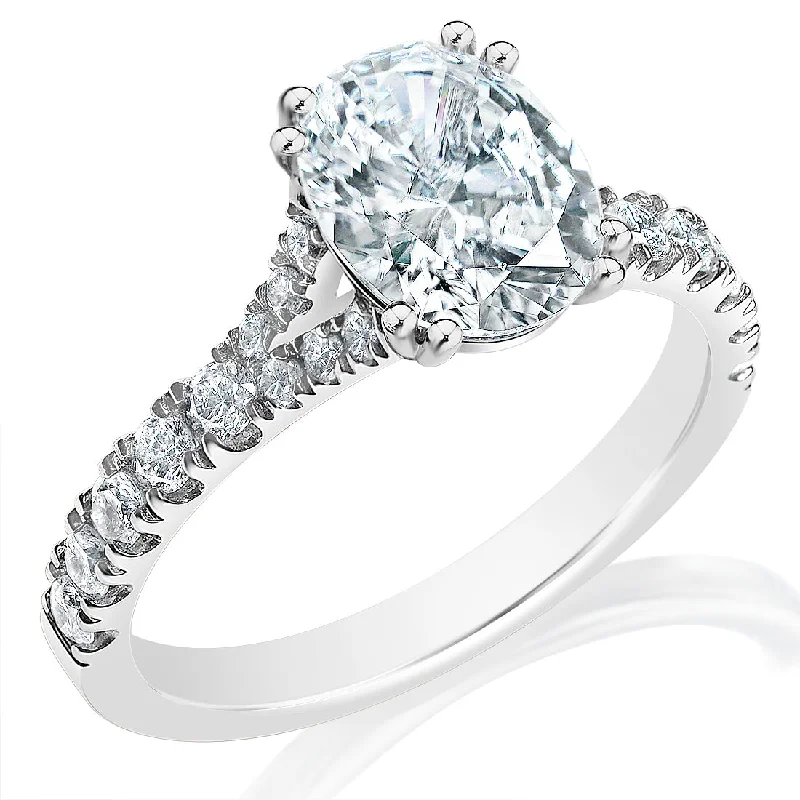 women's engagement rings hidden gem -.45ctw Oval Cut Diamond Engagement Ring