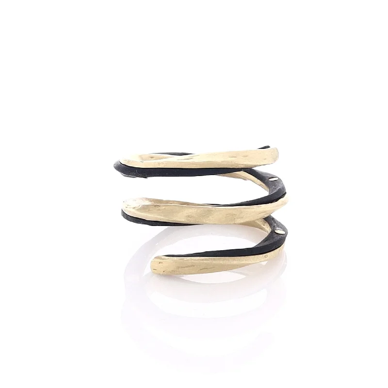 women's rings eternity band -18k Yellow gold & Cobalt "Eclipse" Wire Ring