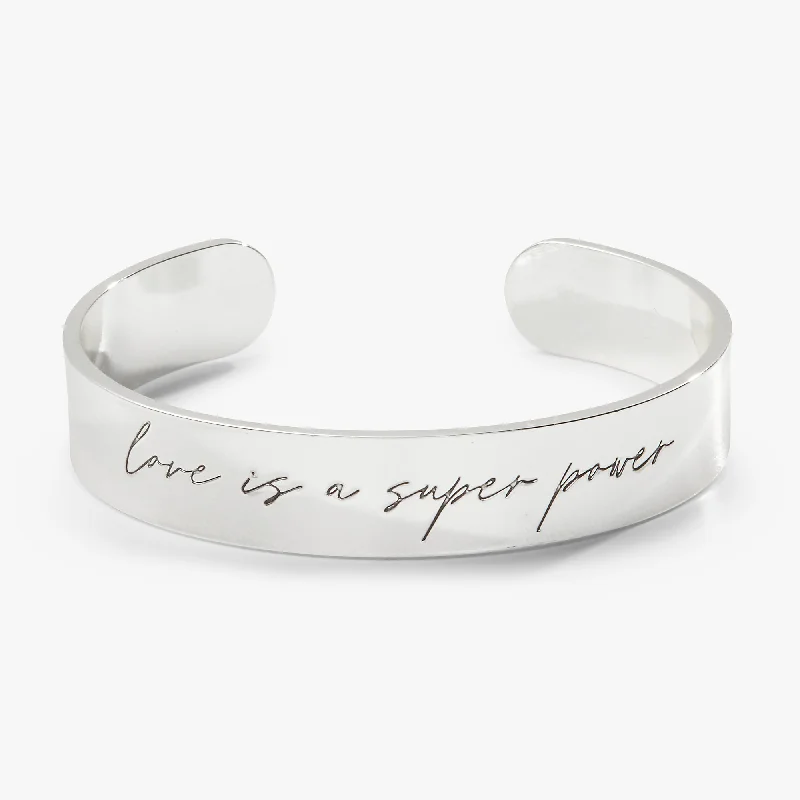 women's bracelets locket style -Love is a Superpower Cuff Bracelet