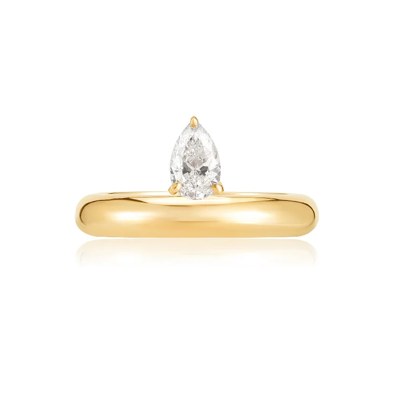 women's rings matching wedding band -Floating Pear Shape Ring