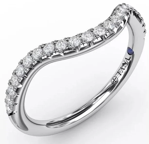 women's engagement rings promise ring -French Pavé Set Contour Diamond Wedding Band