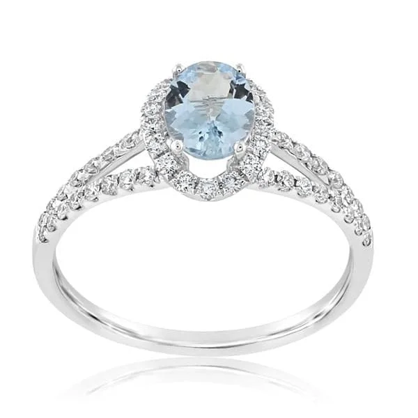 women's engagement rings antique design -Aquamarine & Diamond Ring