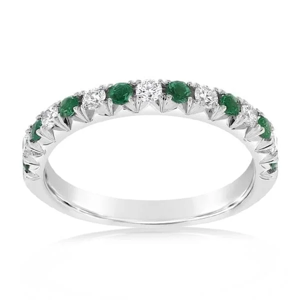 women's engagement rings handcrafted -Emerald & Diamond Ring