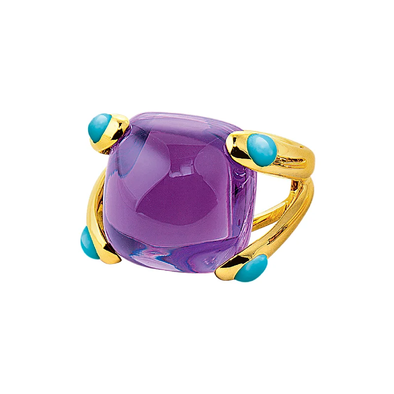 women's rings with hidden gem -Candy Ring in Amethyst and Turquoise