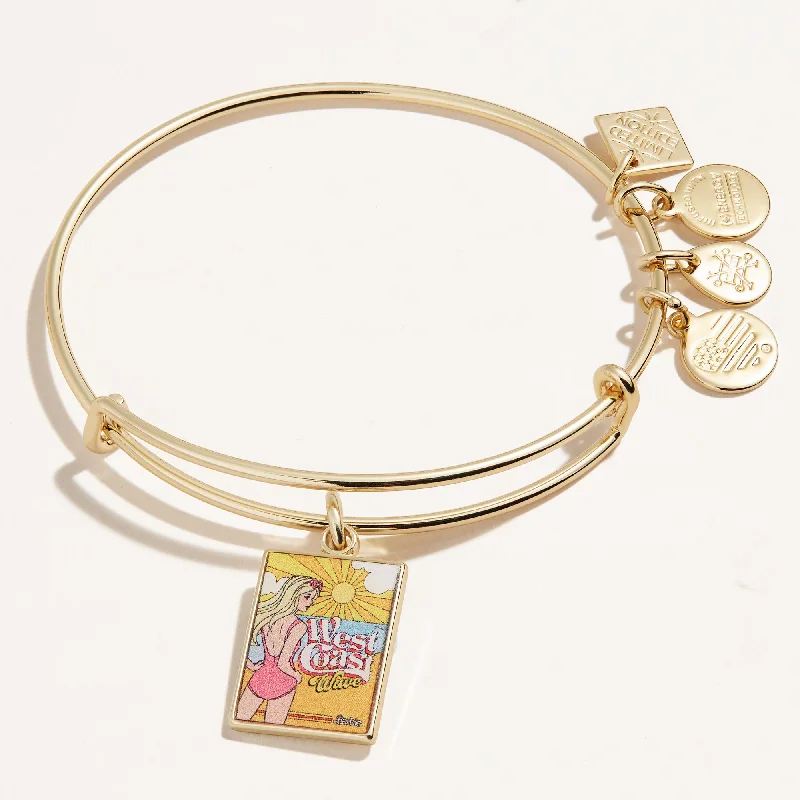 women's bracelets baroque style -Malibu Barbie 50th Anniversary 'West Coast Wave' Gold Charm Bangle