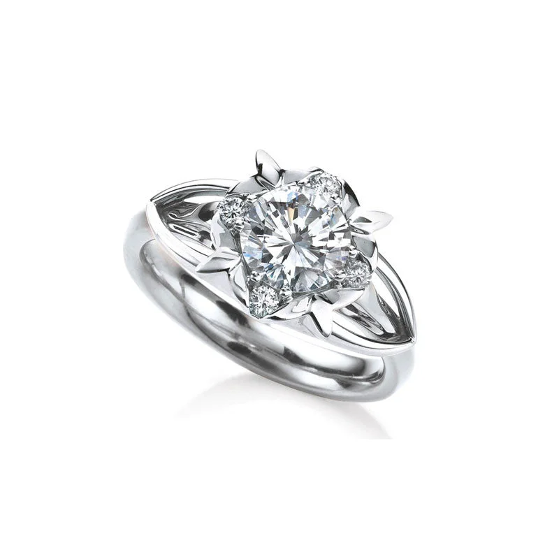 women's engagement rings timeless beauty -Primrose  Round Brilliant Diamond Engagement Ring