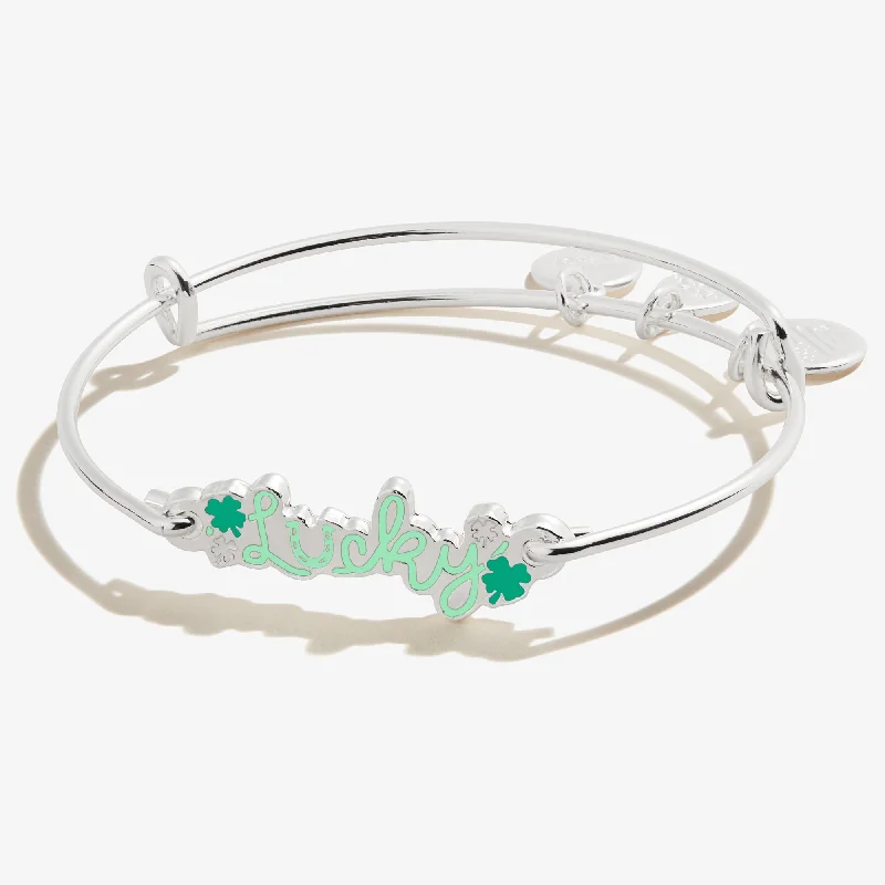 women's bracelets with diamond accents -Lucky' Inline Bangle Bracelet