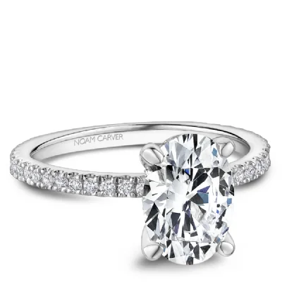 women's engagement rings pave setting -0.27ctw Oval Engagement Ring