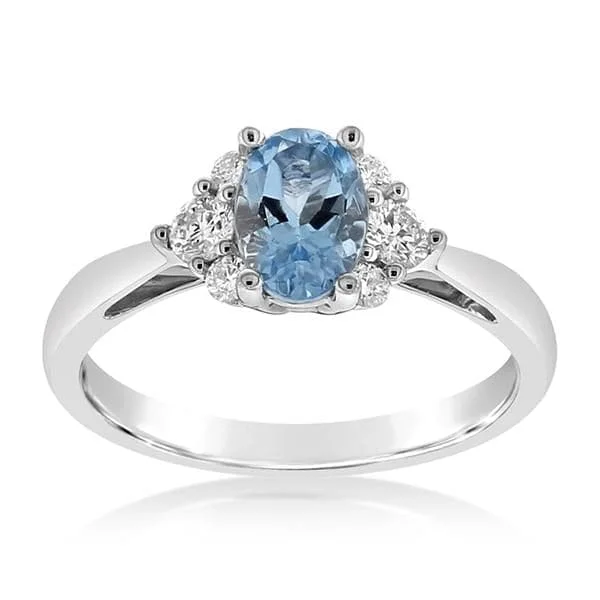 women's engagement rings baroque style -Aquamarine & Diamond Ring