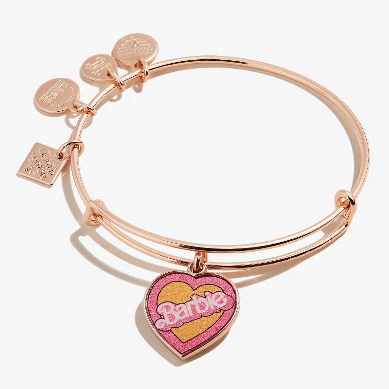 women's bracelets floral engraving -Malibu Barbie 50th Anniversary 'Barbie' Heart Charm Bangle