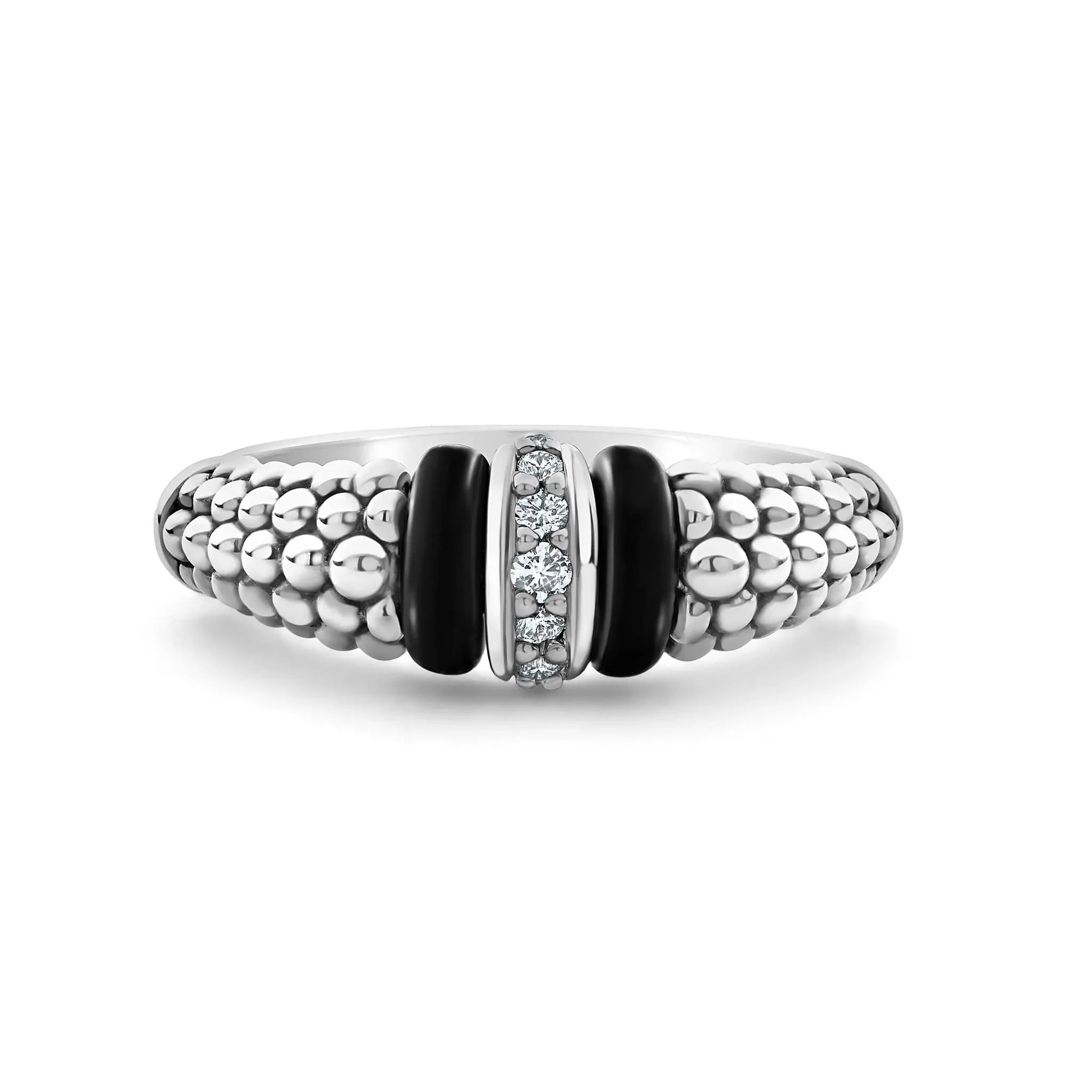 women's engagement rings luxury fashion -Ceramic and Caviar Diamond Ring