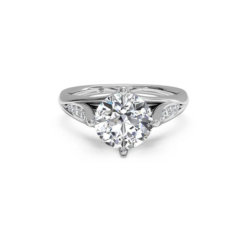 women's engagement rings dainty look -Vintage Tulip Round Brilliant Diamond Engagement Ring