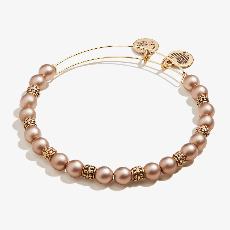 women's bracelets bold statement -Pearl Beaded Bangle, Taupe