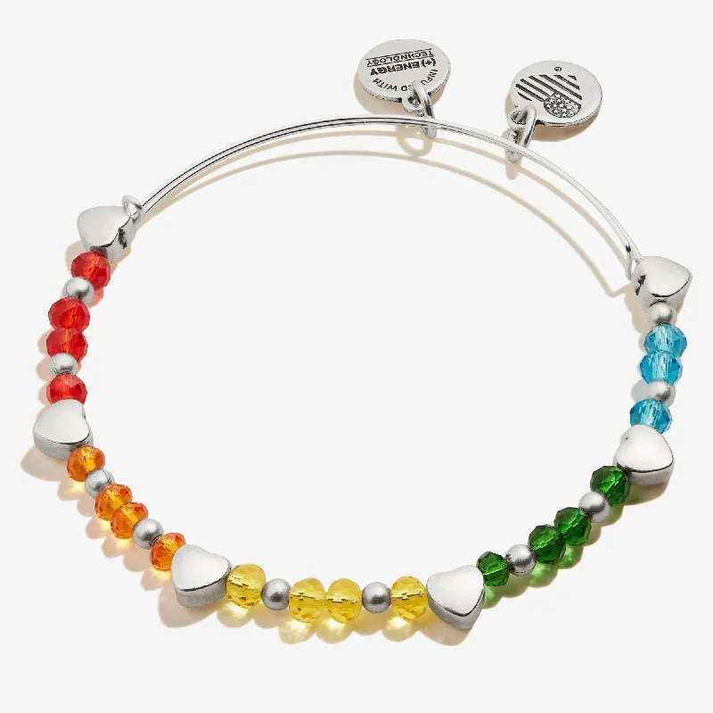 women's bracelets perfect stacking set -Rainbow Heart Beaded Bangle