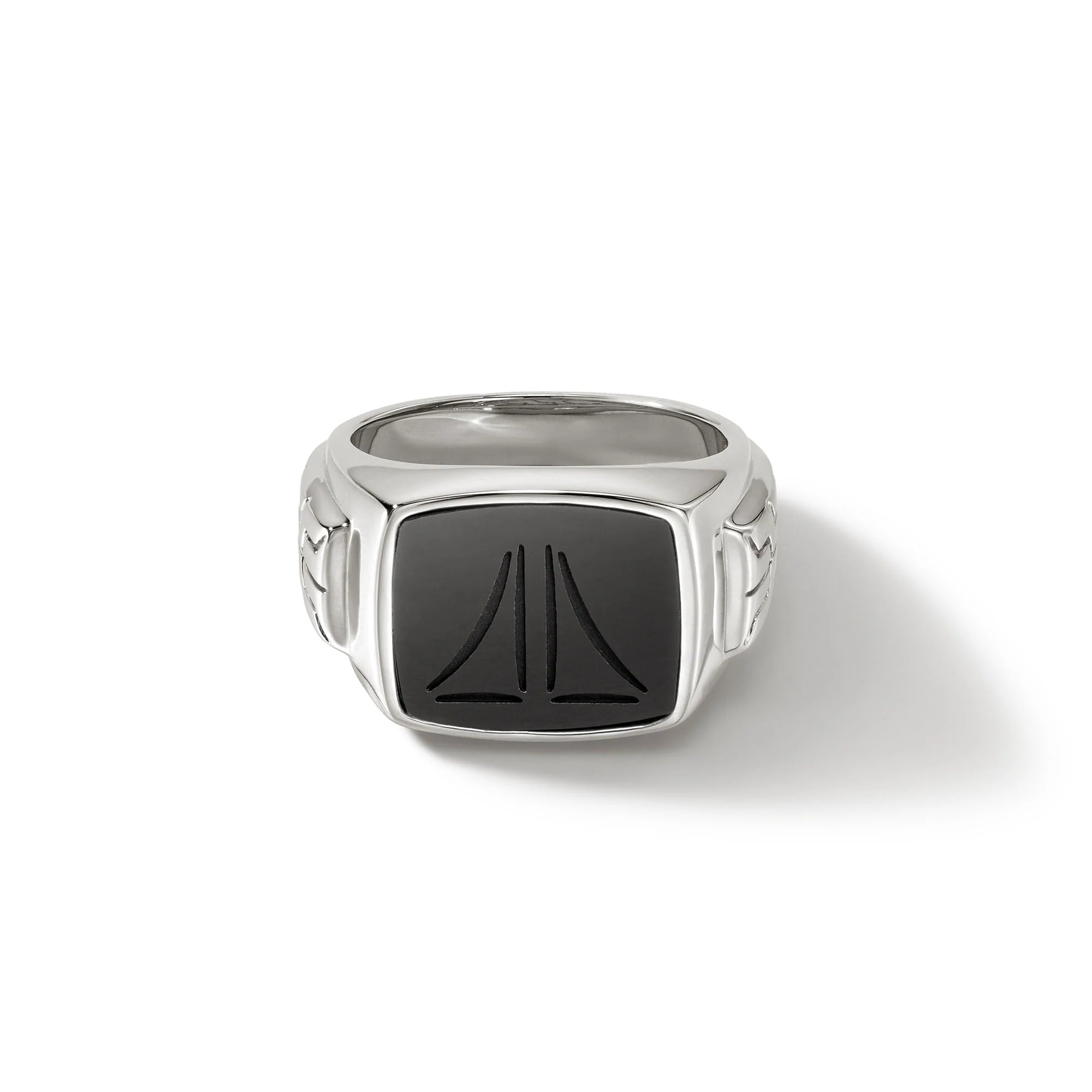 women's rings sapphire -Black Onyx Carved Signet Ring