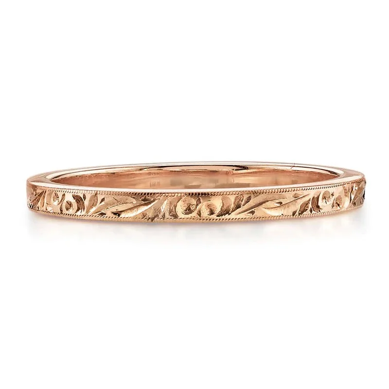 women's rings matching wedding band -Single Stone 18K Rose Gold Large Hazel Band