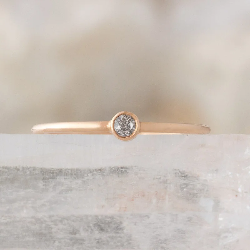 women's rings sapphire -The Teensy Custom Salt and Pepper Diamond Stacking Ring | 14K Rose Gold